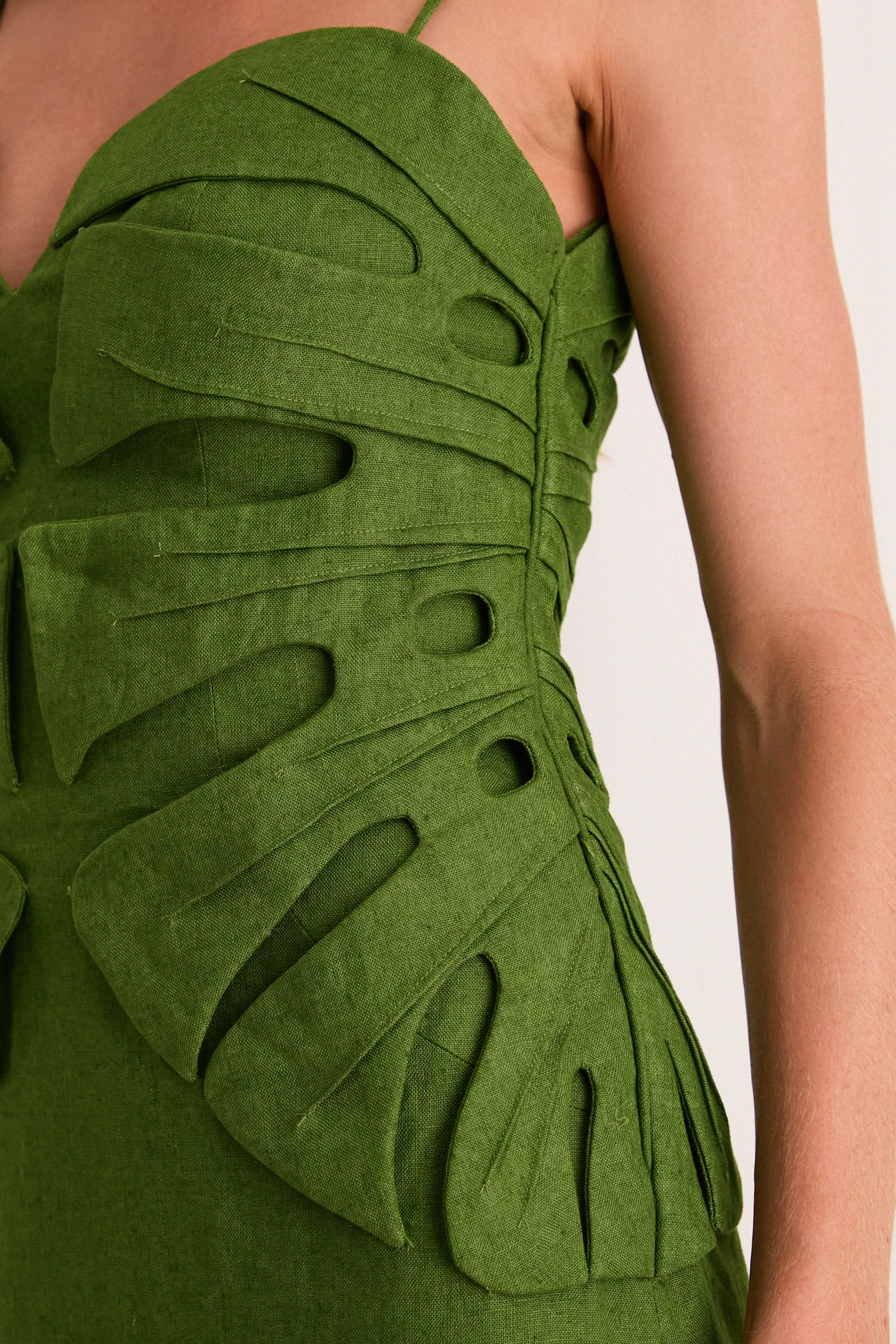 Green Monstera Leaf Maxi Dress