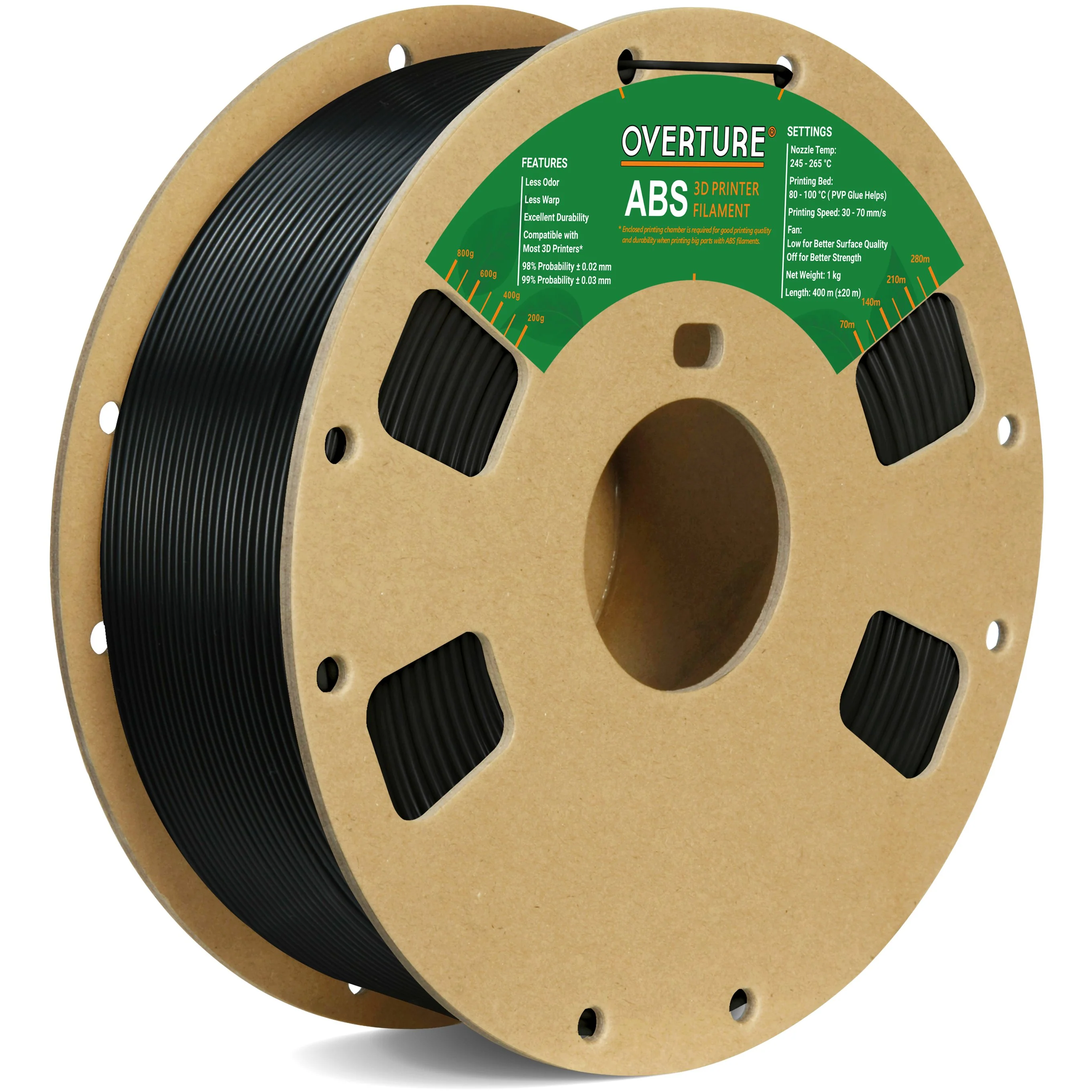 Overture ABS 3D Printer Filament 1.75mm