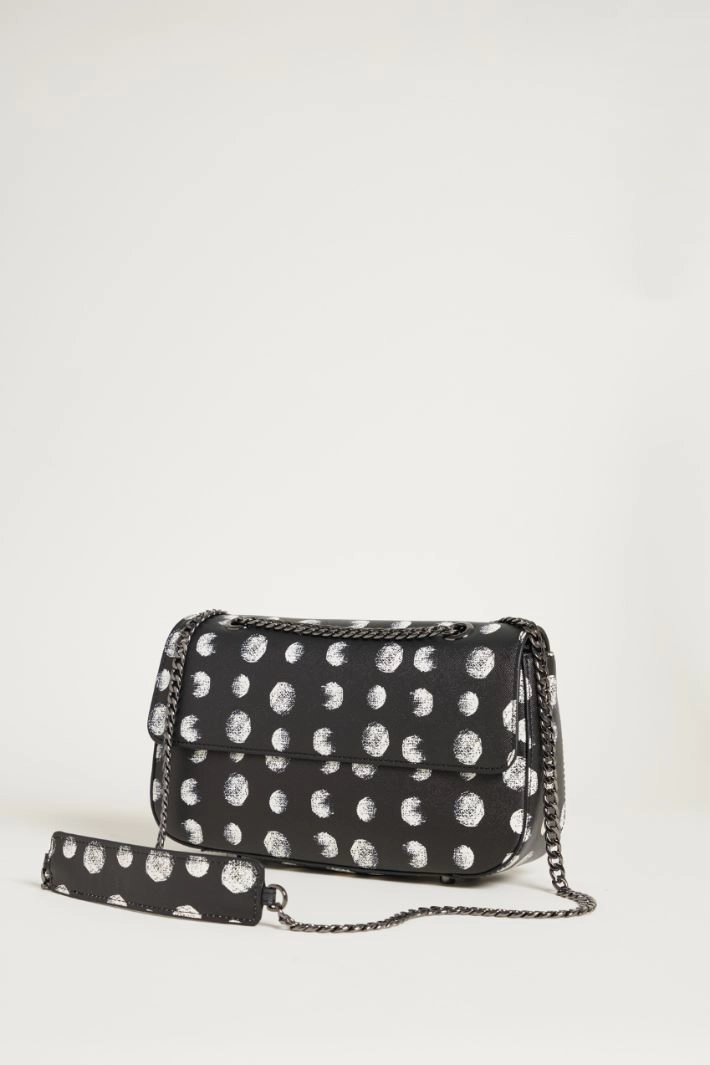 Polka-dot coated fabric bag - BLACK