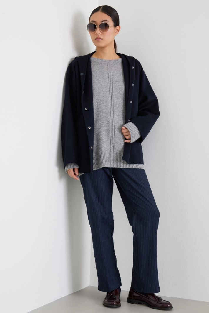 Short coat with hood - NIGHT BLUE