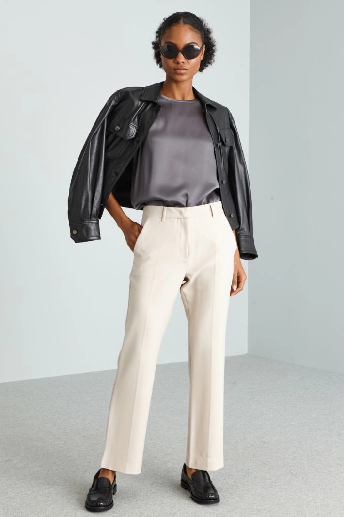 Wool twill trousers - LIGHT POWDER PINK