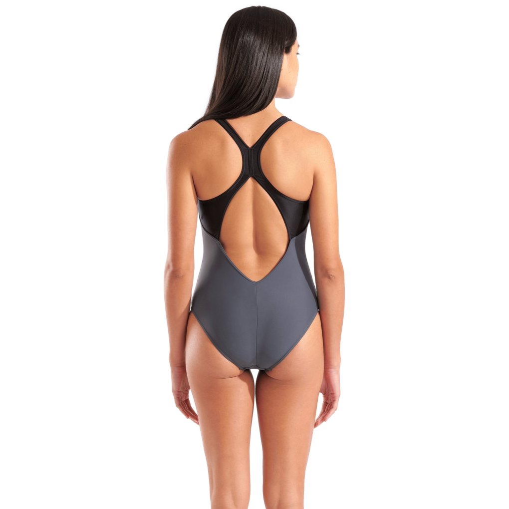 arena Feel Grid V Back Swimsuit Women - Asphalt-Black