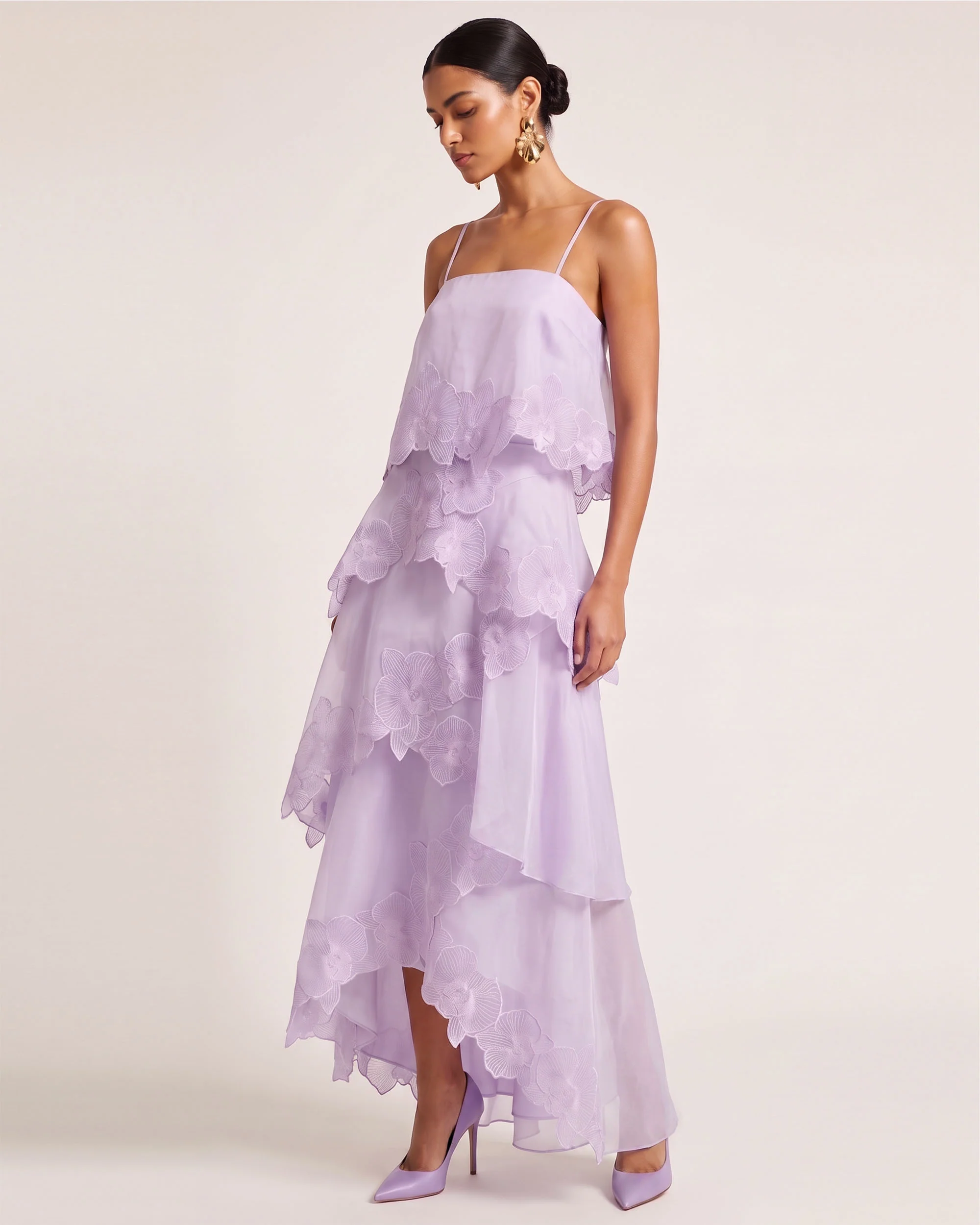 Orchid Embroidered Layered Maxi Dress - Light Purple