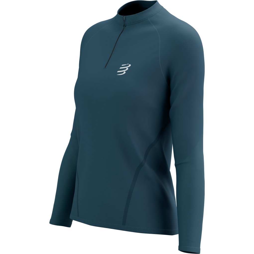 Compressport Trail Half-Zip Longsleeve Shirt Women - stargazer/reflective white