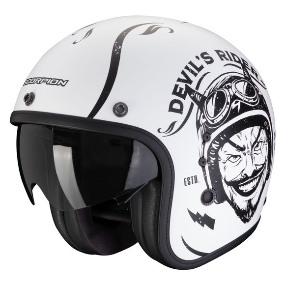 Casque jet Scorpion Exo BELFAST EVO - ROMEO - Blanc / NoirRef : SC1026-C7508