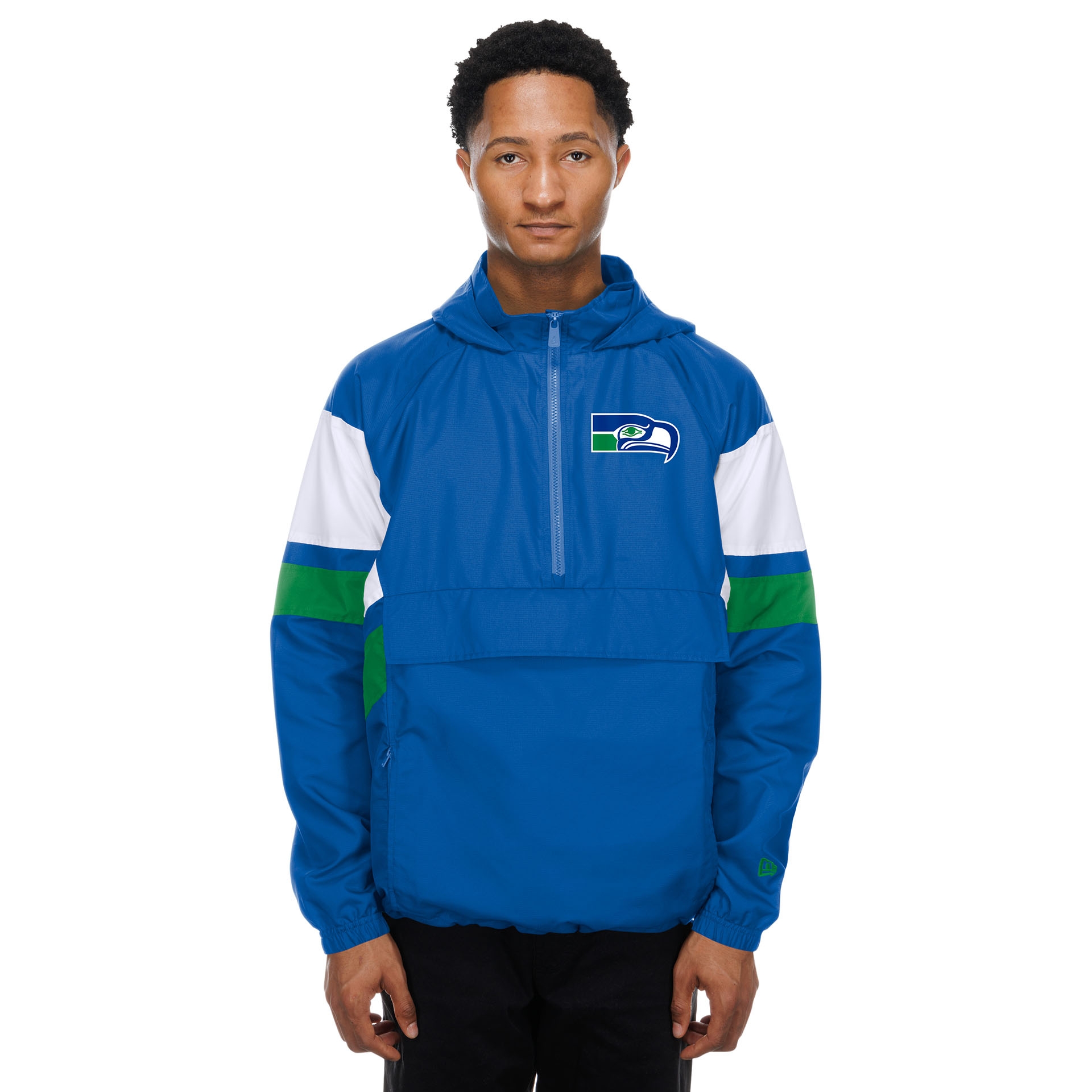 Seattle Seahawks NFL Quarter Zip Windbreaker Jacket Blue