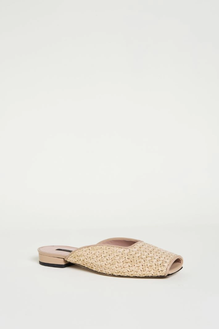 Raffia open-toe sandals - BEIGE