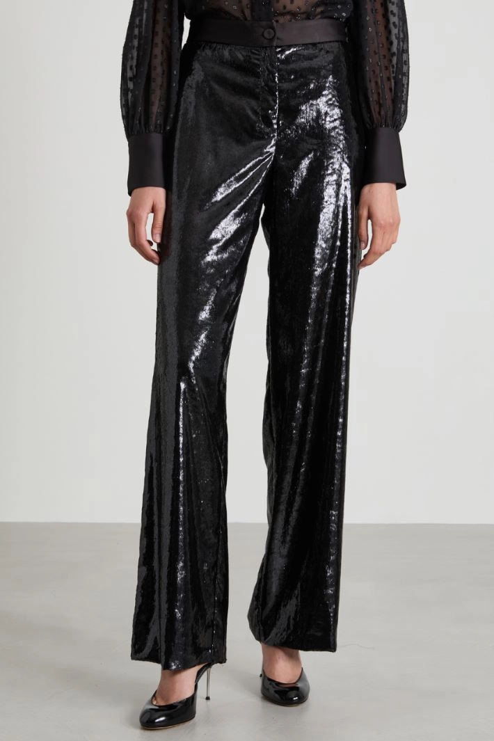 Laminated effect trousers - BLACK
