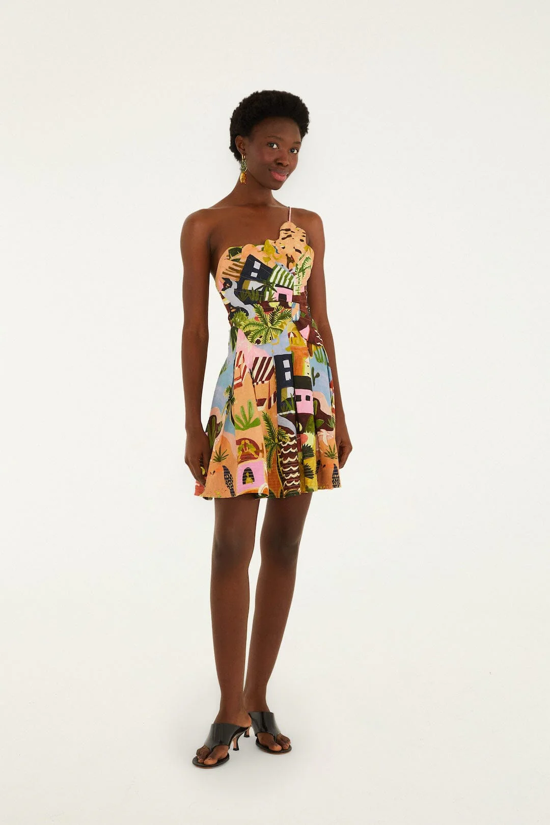 Multicolor Tropical Painting Mini Dress