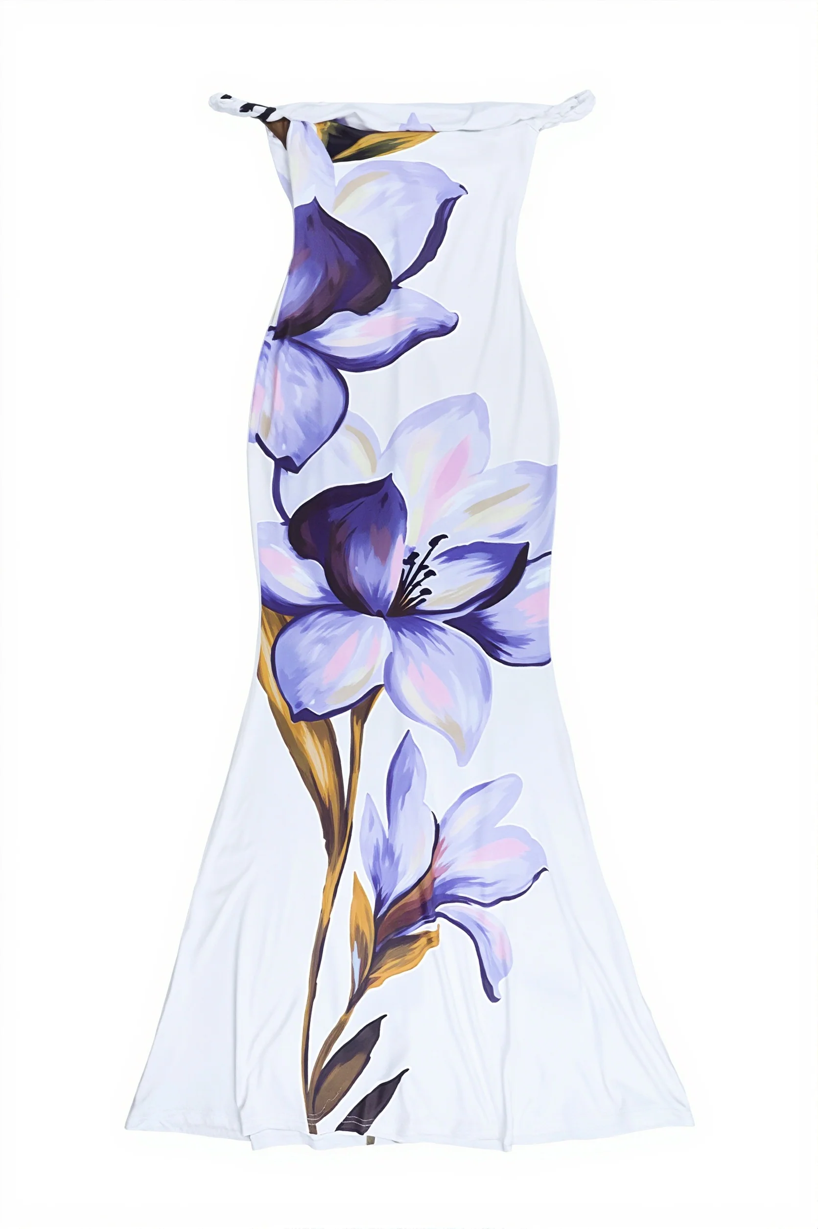 Sexy Print Halter Twist Strap Slim Fit Maxi Dress