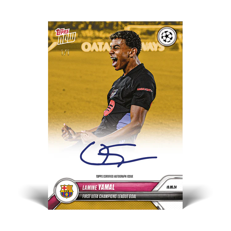 Lamine Yamal - First UEFA Champions League goal - LOOK OUT FOR ON CARD AUTO - 24/25 UCC TOPPS NOW® Card 17