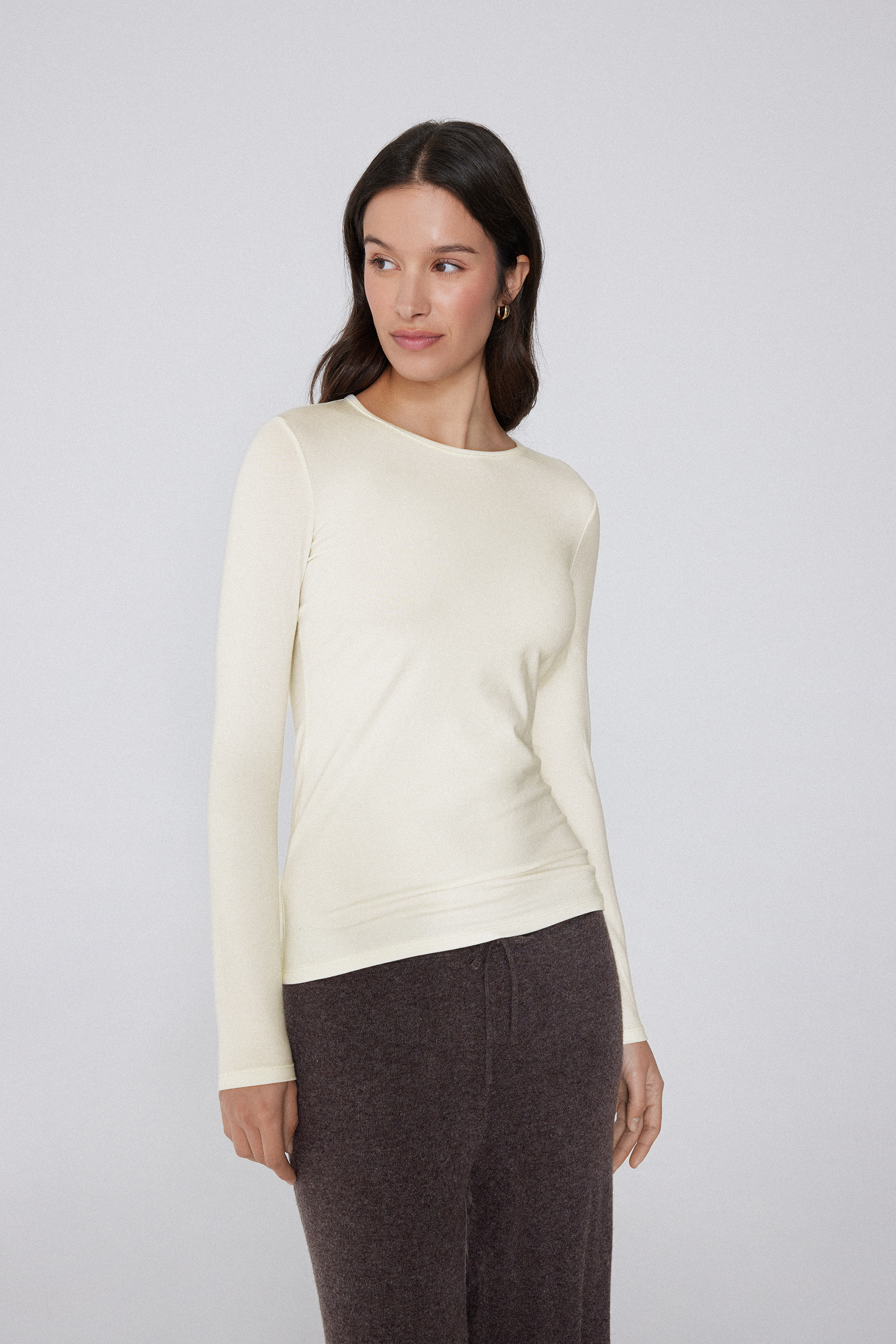 Cotton and Thermal Modal Rounded Neck Top