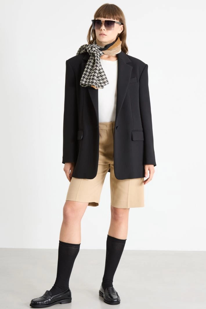 Patterned canvas stole - BLACK