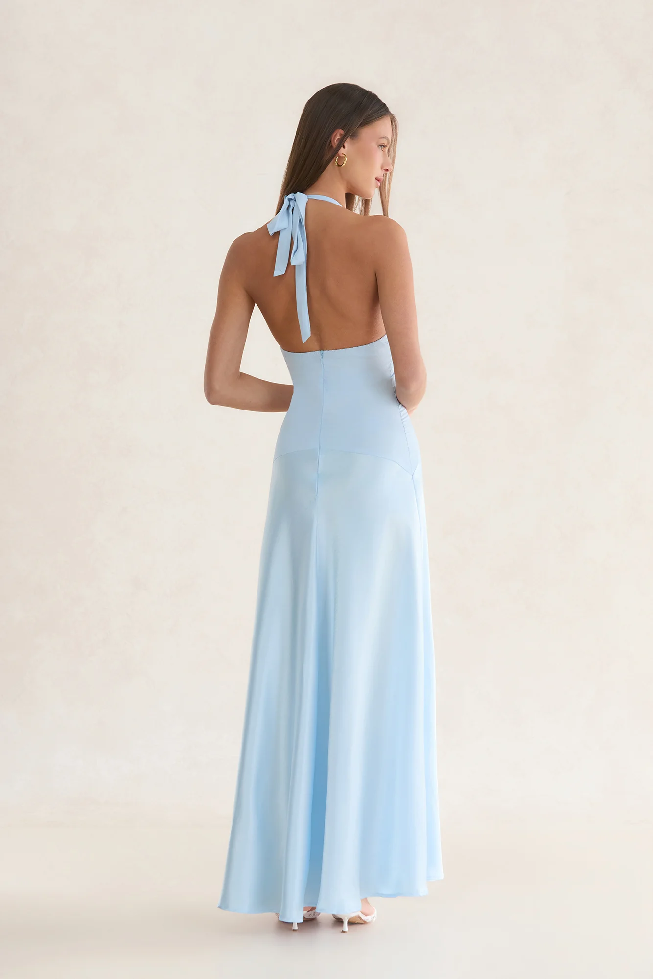 Gisella Satin Halter Maxi Dress Blue
