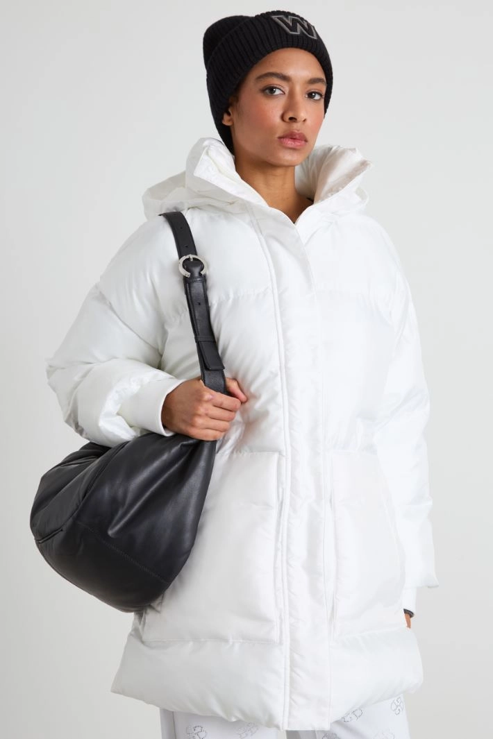 Oversized hooded padded coat - WHITE