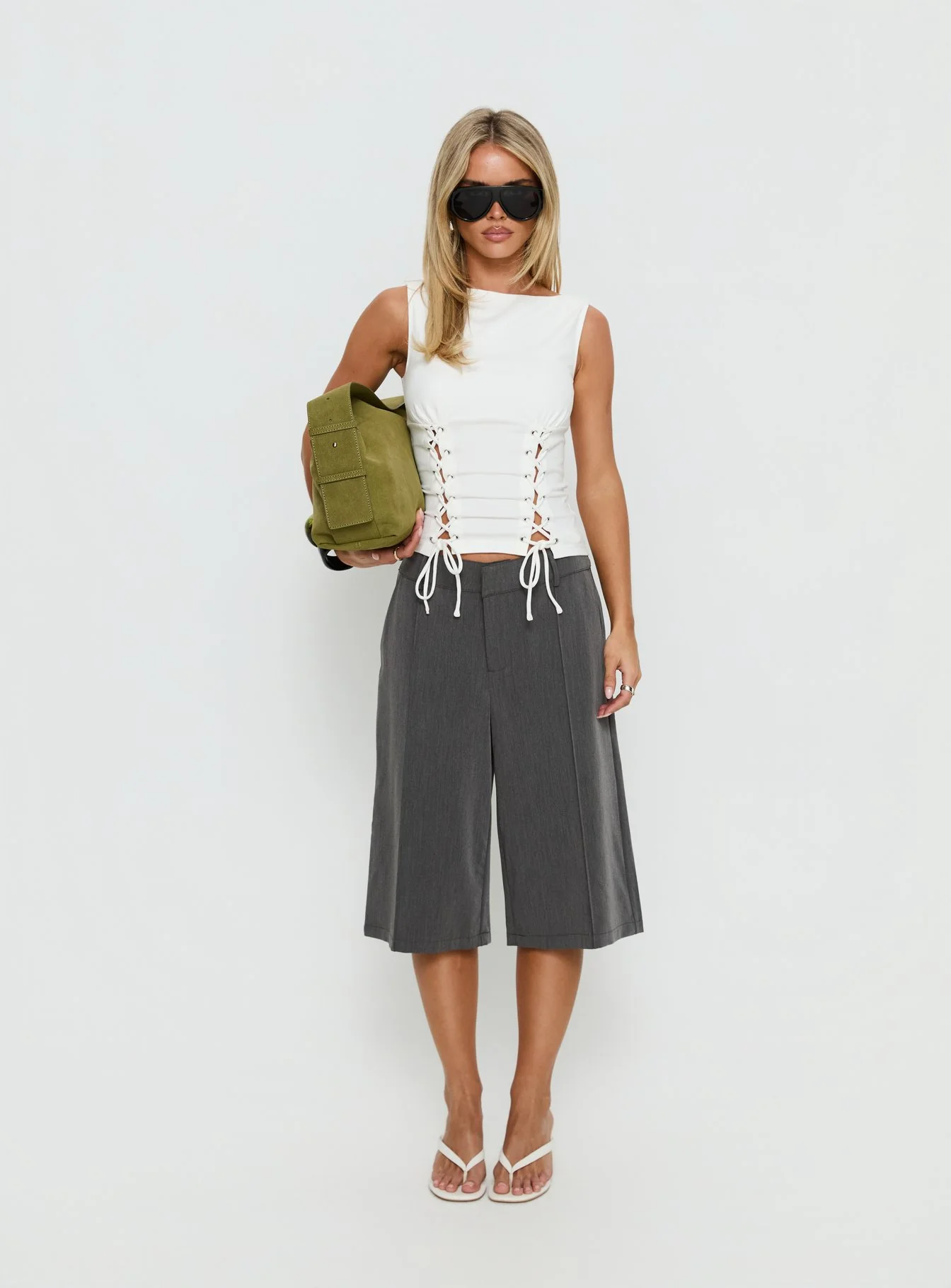 Lindee Tie Up Sleeveless Top White