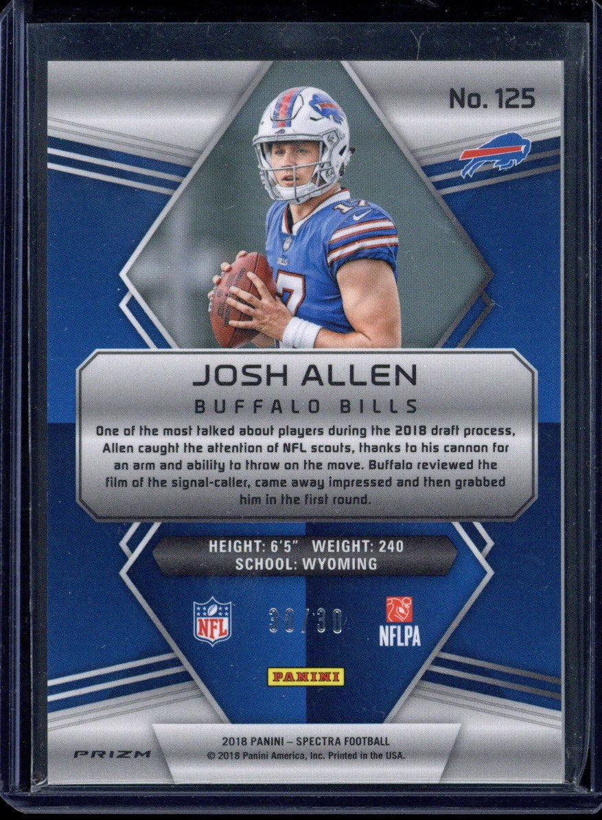 2018 Panini Spectra Neon Green Prizm Josh Allen Buffalo Bills RC Rookie 30/30