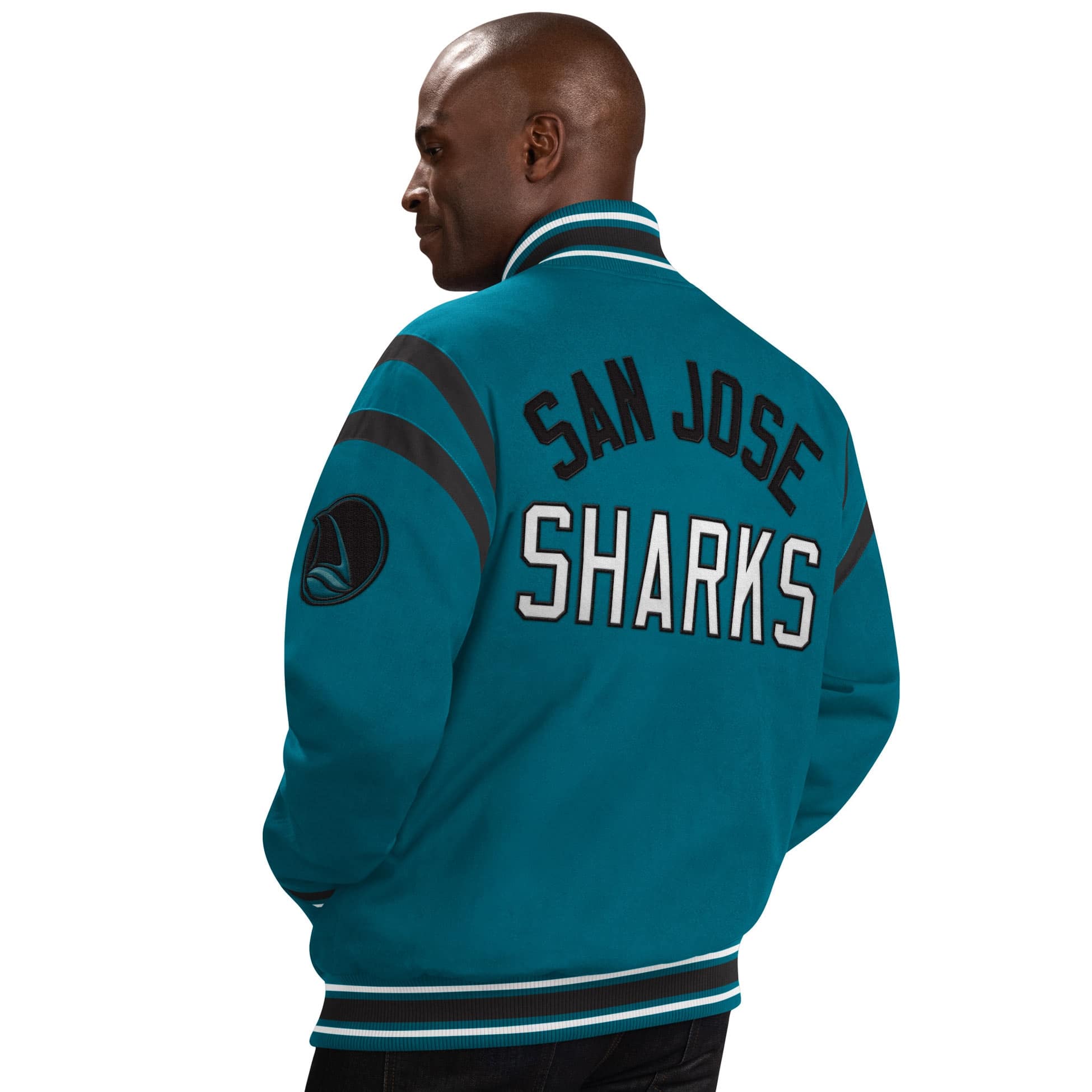 San Jose Sharks G-III Tailback NHL Varsity Jacket Teal