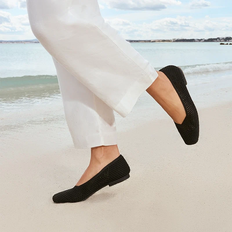 Square-Toe V-Cut Mesh Flats (Margot™ 2.0)