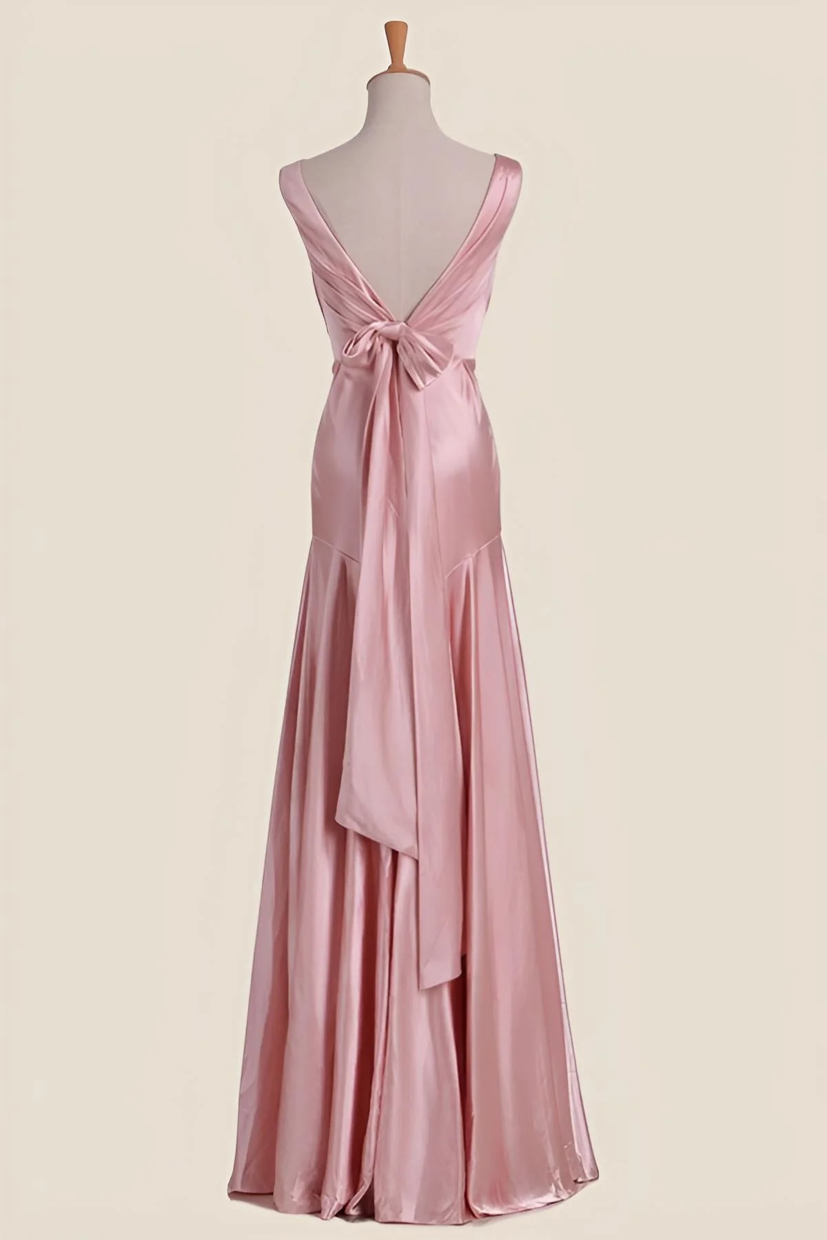 Pink V Neck Sheath Long Party Dress