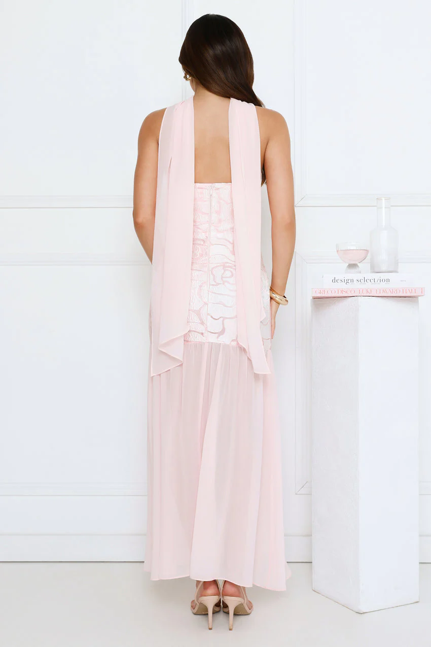 Sophisticated Night Strapless Maxi Dress Pink