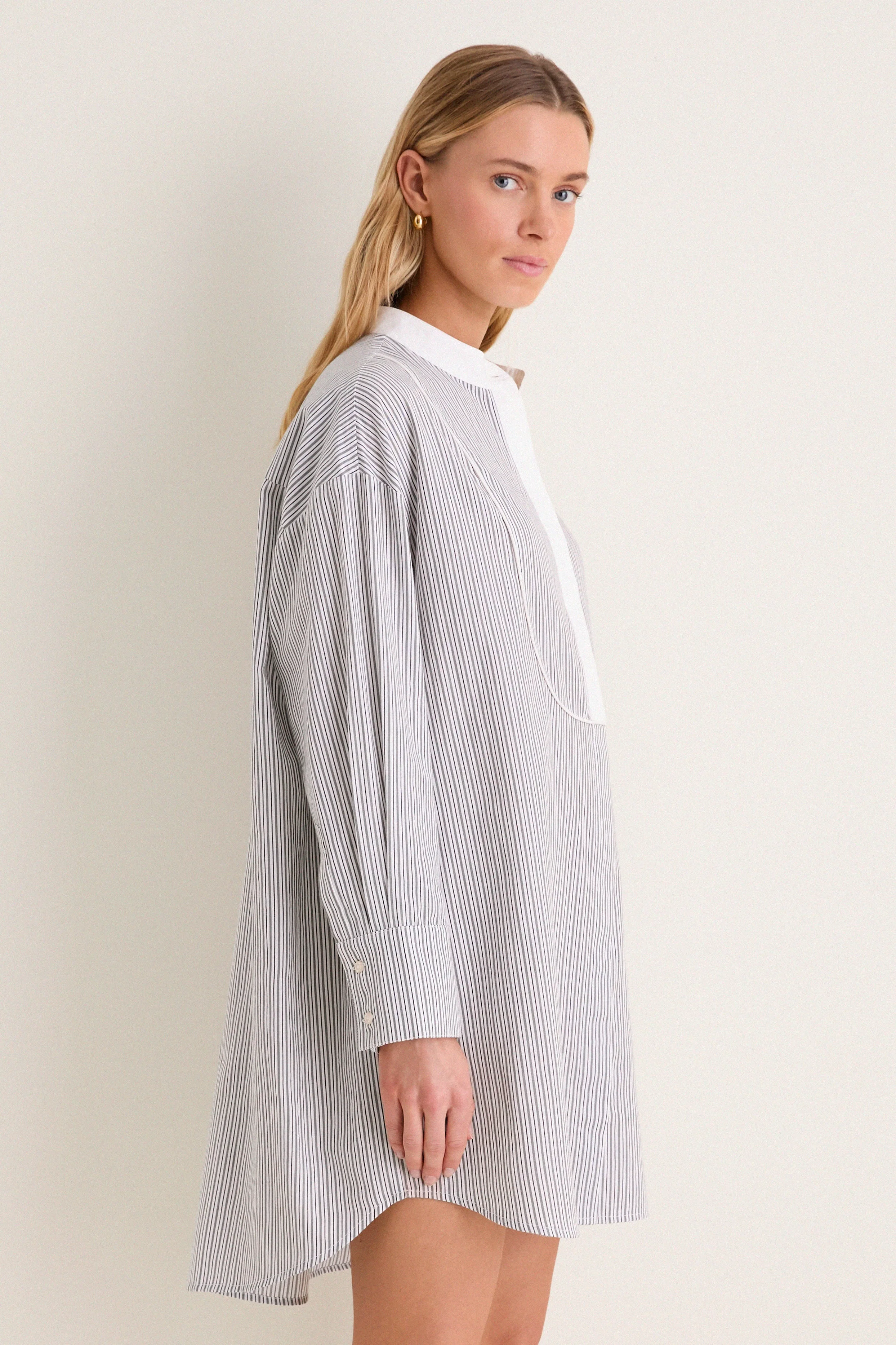 Evergreen Stripe Arlington Shirt Dress