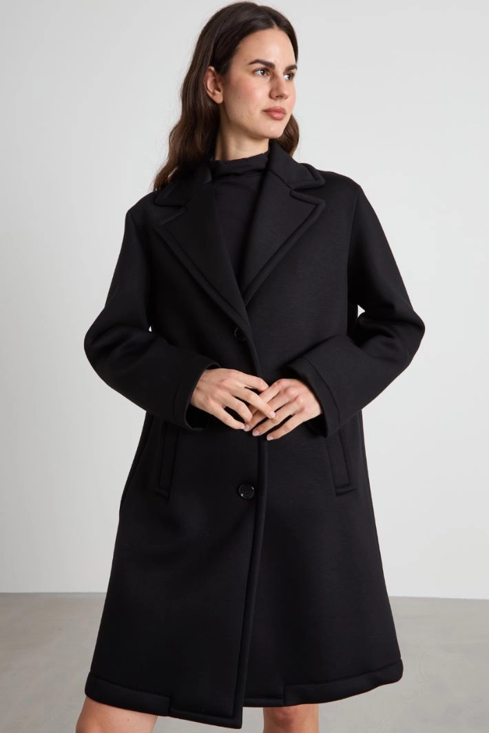 Compact jersey coat - BLACK