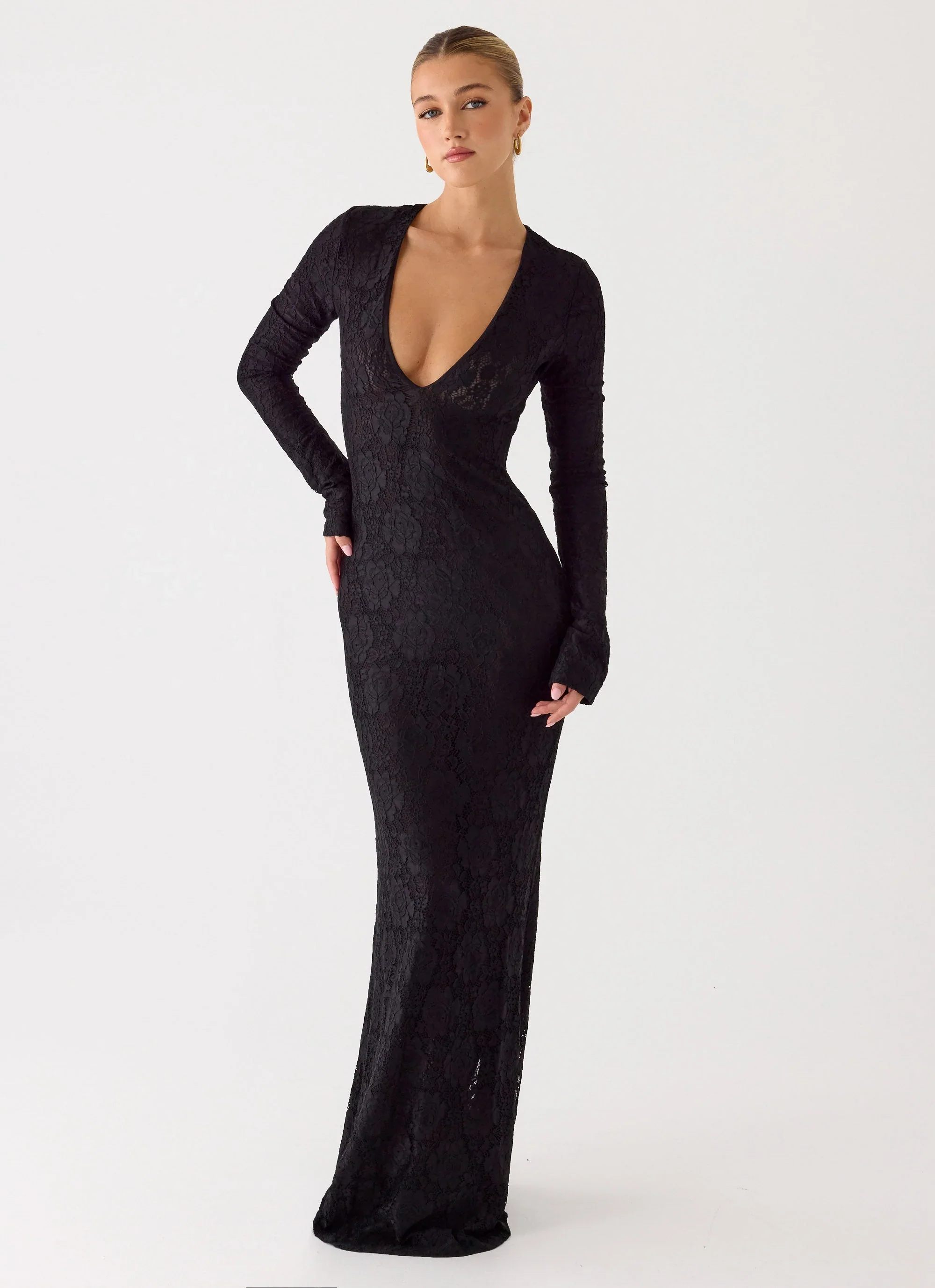 Astoria Long Sleeve Maxi Dress - Black