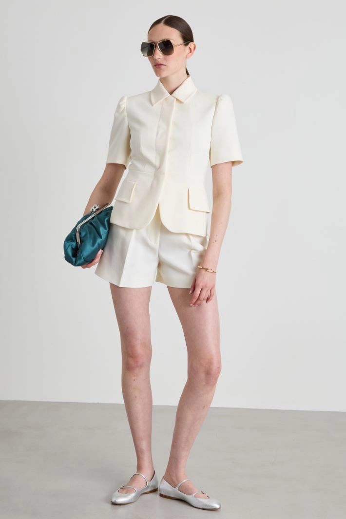 Corolla jacket in crepe fabric - CREAM