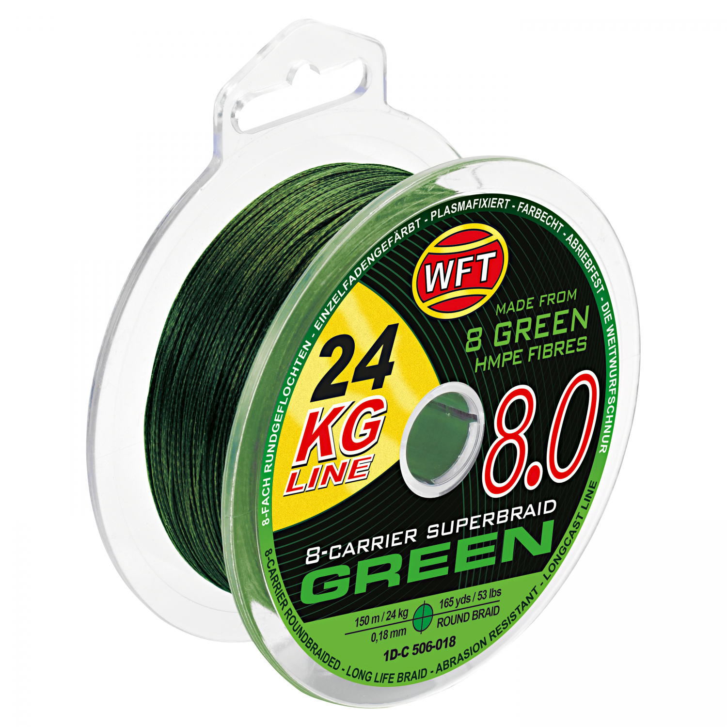 WFT Fishing Line KG 8.0 8-Carrier Super Braid (green, 150 m)