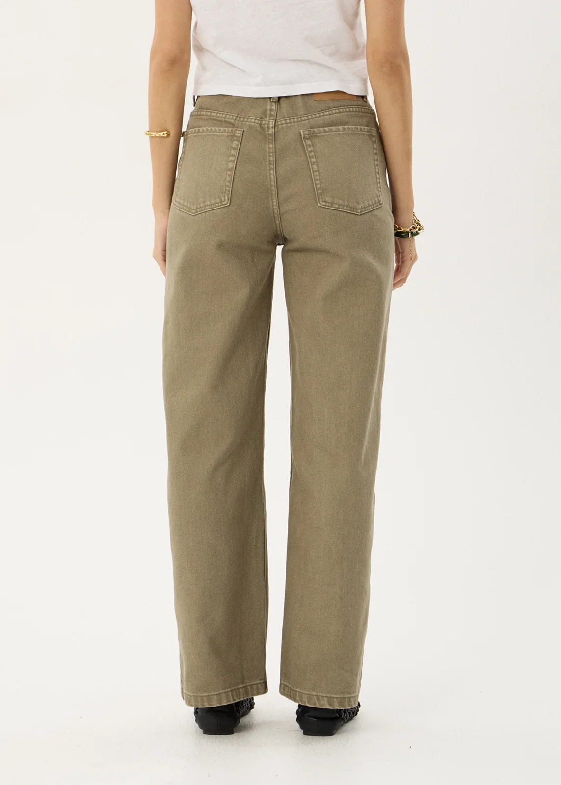 AFENDS Womens Bella - Denim Wide Leg Jean - Washed Olive