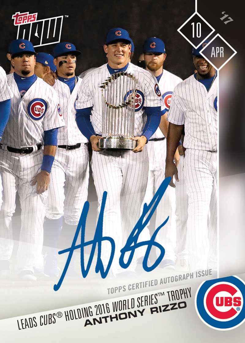 On-Card Autograph # to 99 - Anthony Rizzo With WS Trophy - TOPPS NOW®