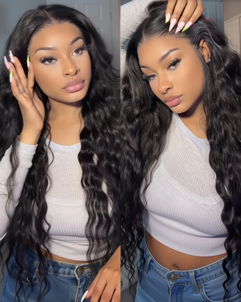 Ophirawig 13x6 Three-Go? Glueless Wig Bohemian Curl With Drawstring Natural Black 100% Human Hair Wig