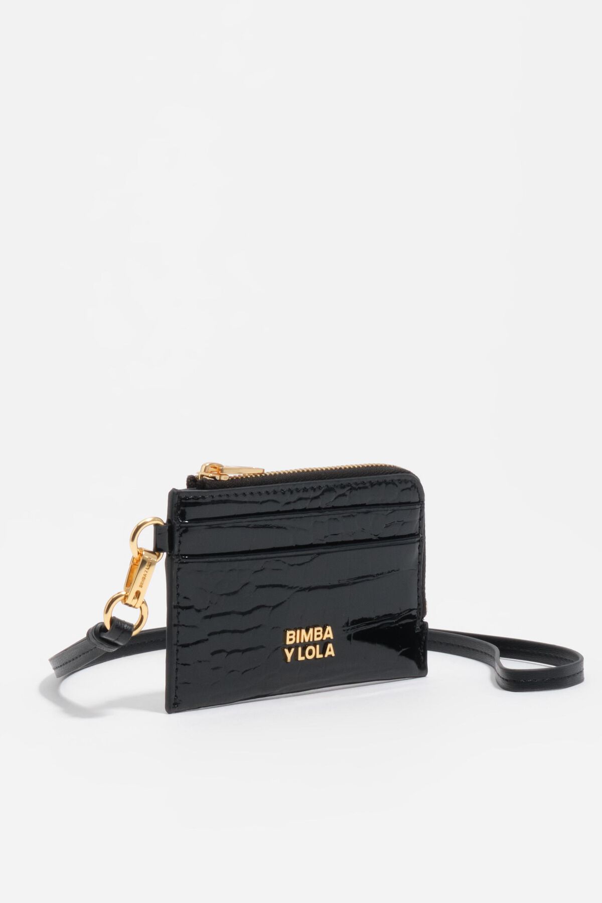 Black embossed crocodile card holder/coin purse