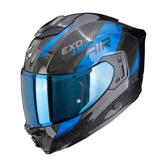 Scorpion Exo EXO-1500 CARBON AIR PLATTED Full Face Helmet - Black / BlueRef: SC1213
