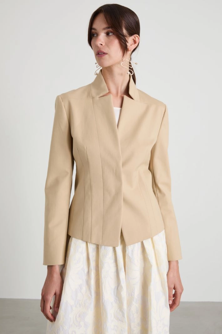 Stand-up collar jacket - BEIGE