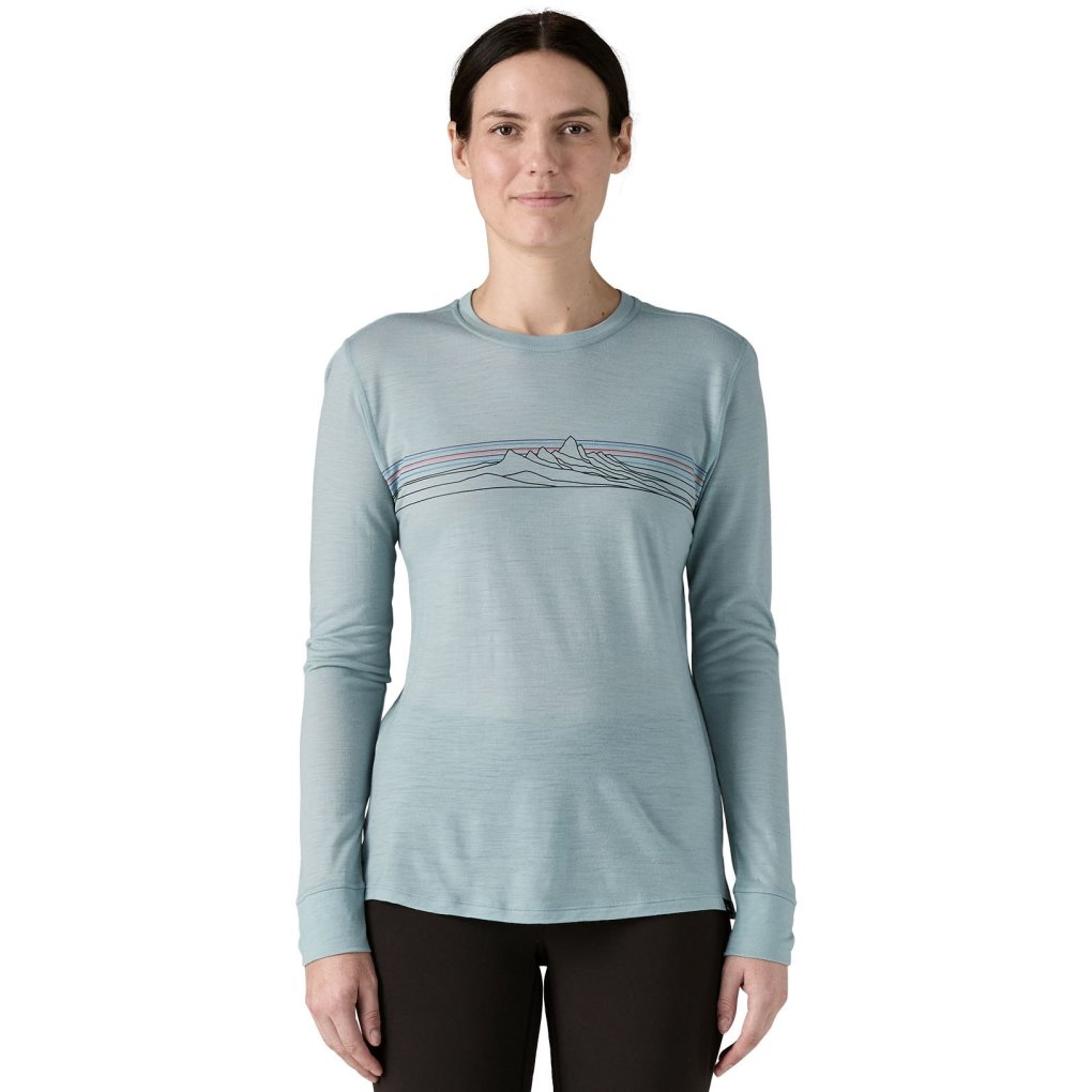Patagonia Capilene Cool Merino Graphic Longsleeve Shirt Women - Strata Stripe: Current Blue