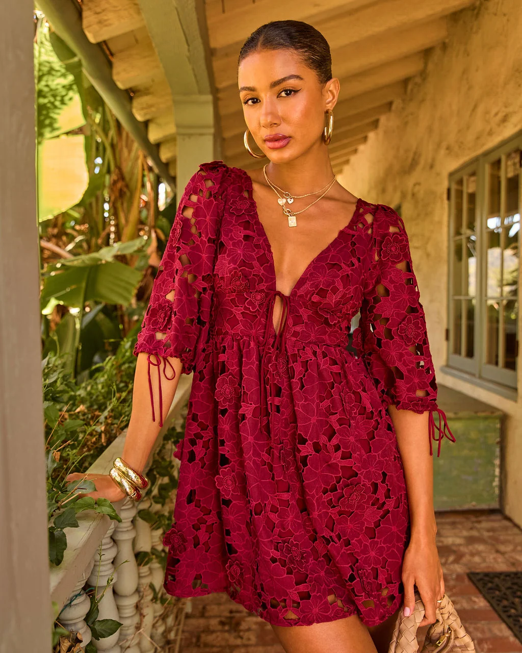 Paulette Floral Crochet Lace Mini Dress