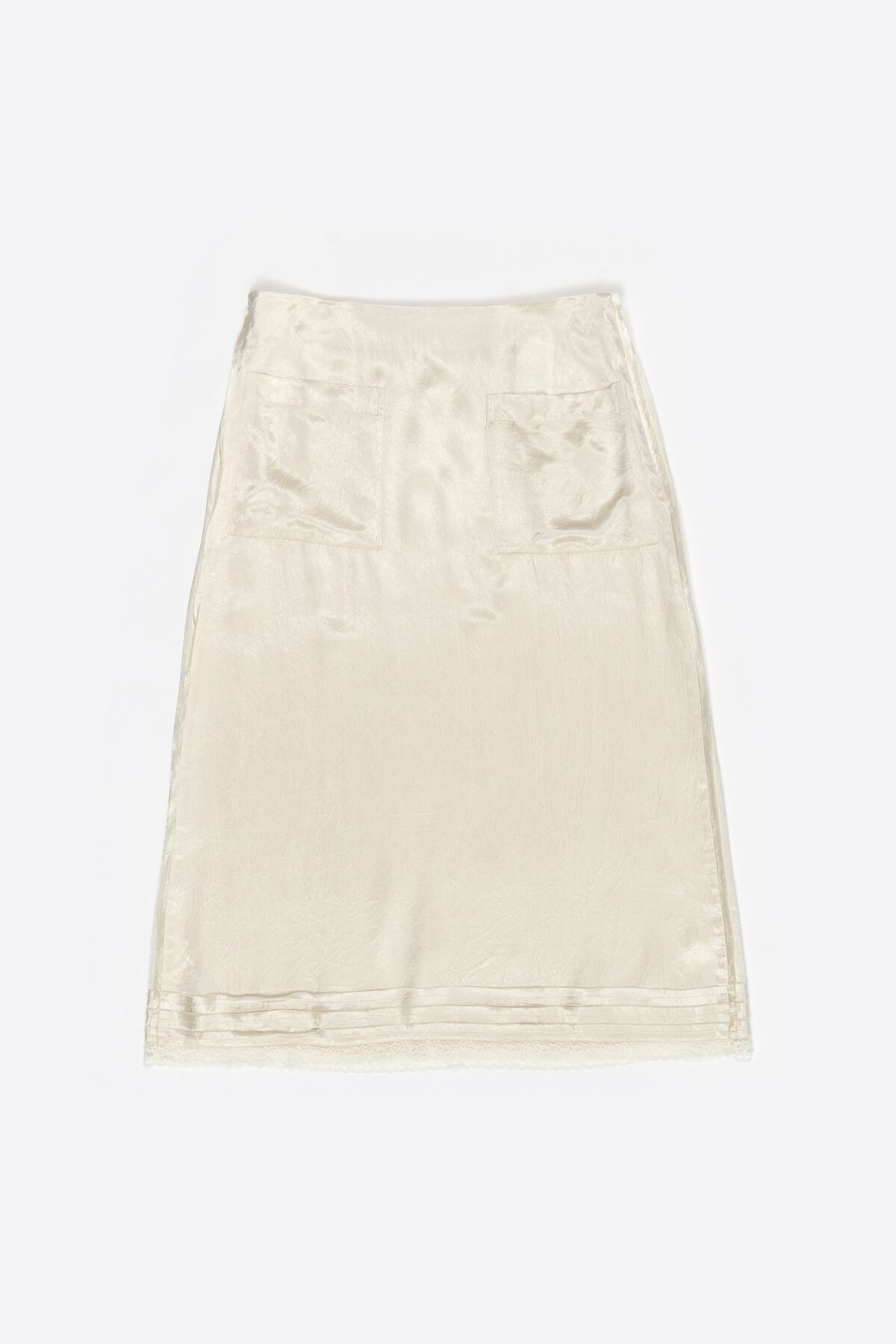 Beige A-line skirt with pockets