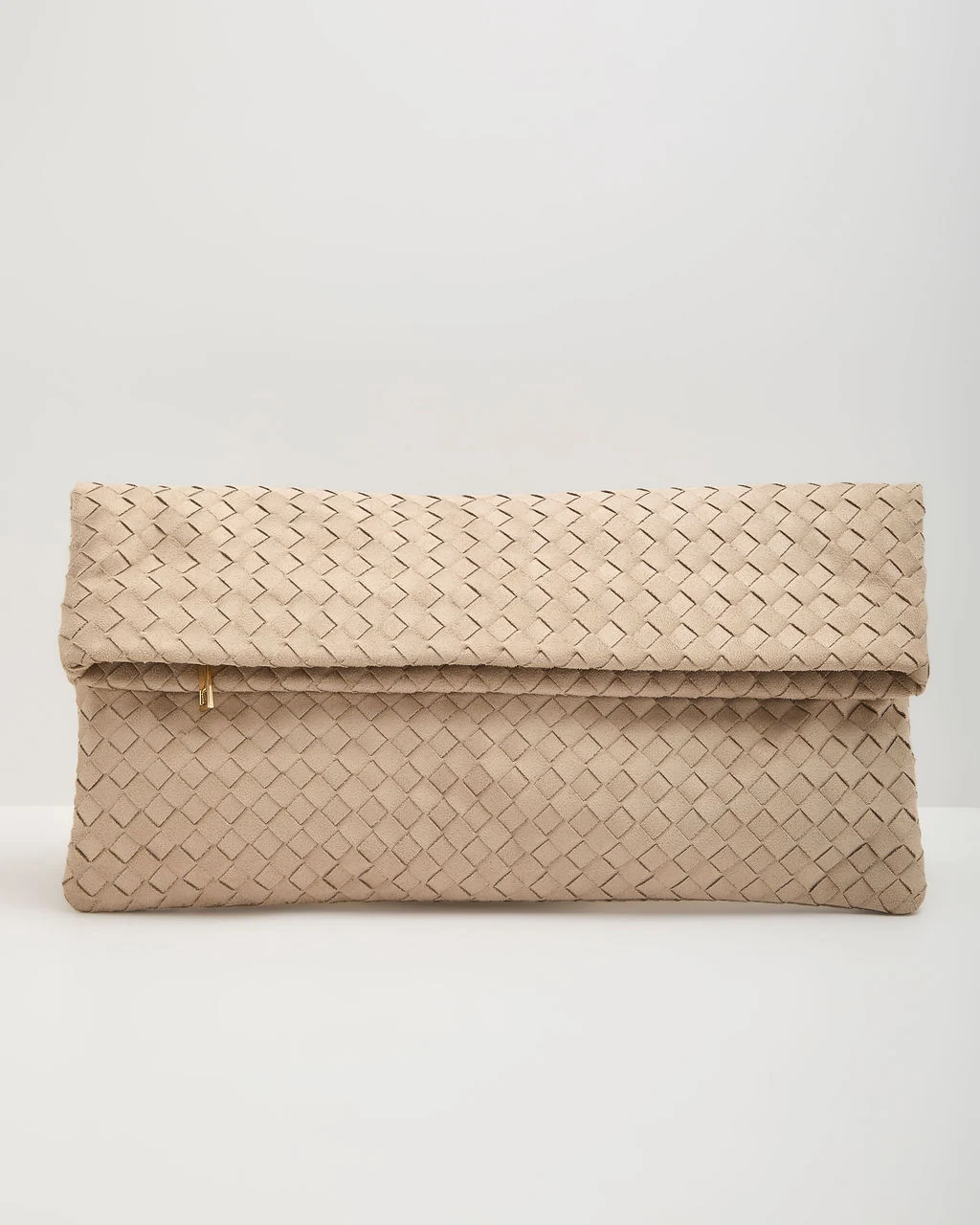 Wilma Woven Faux Suede Foldover Clutch