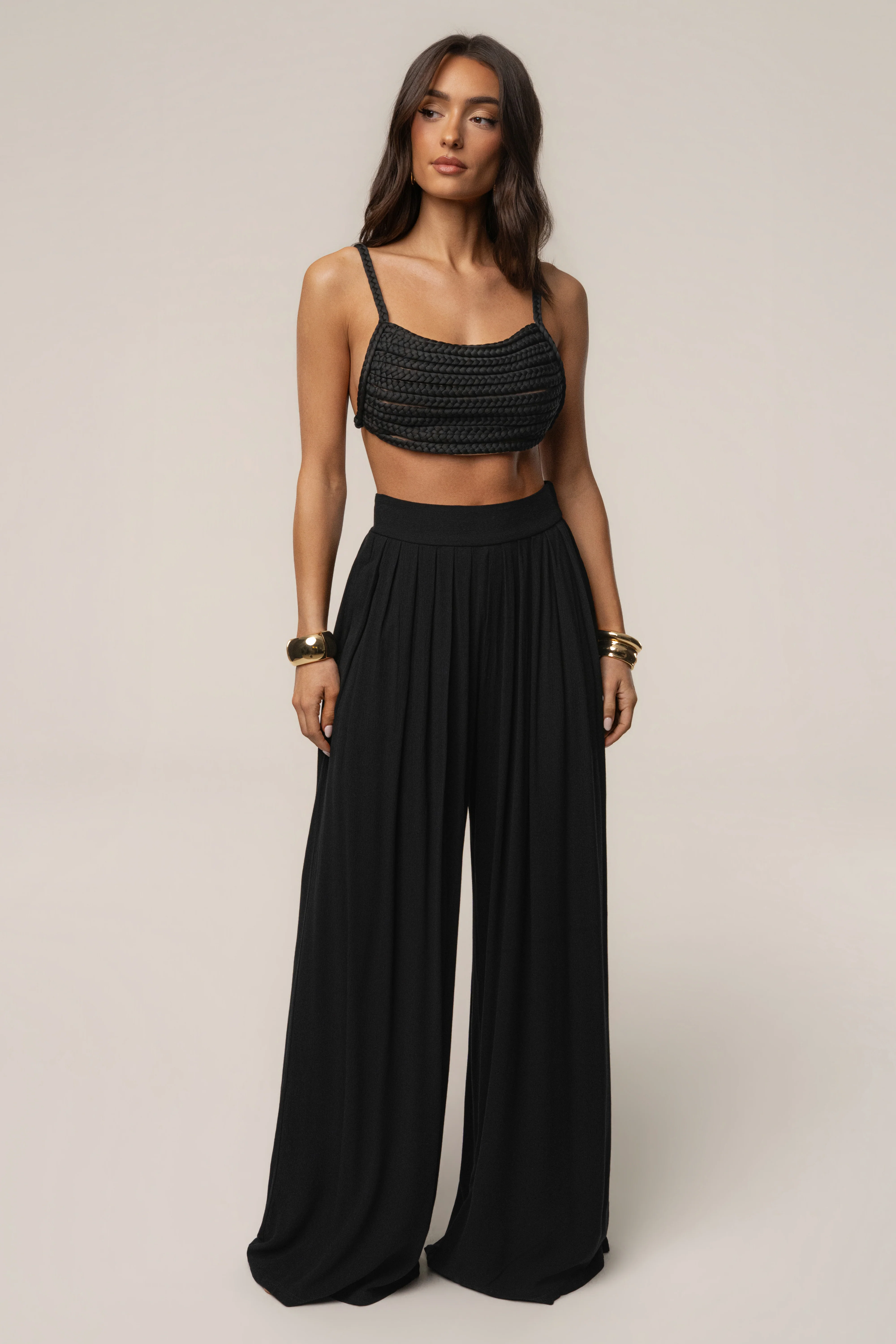 Black After Sunset Pleated Pants