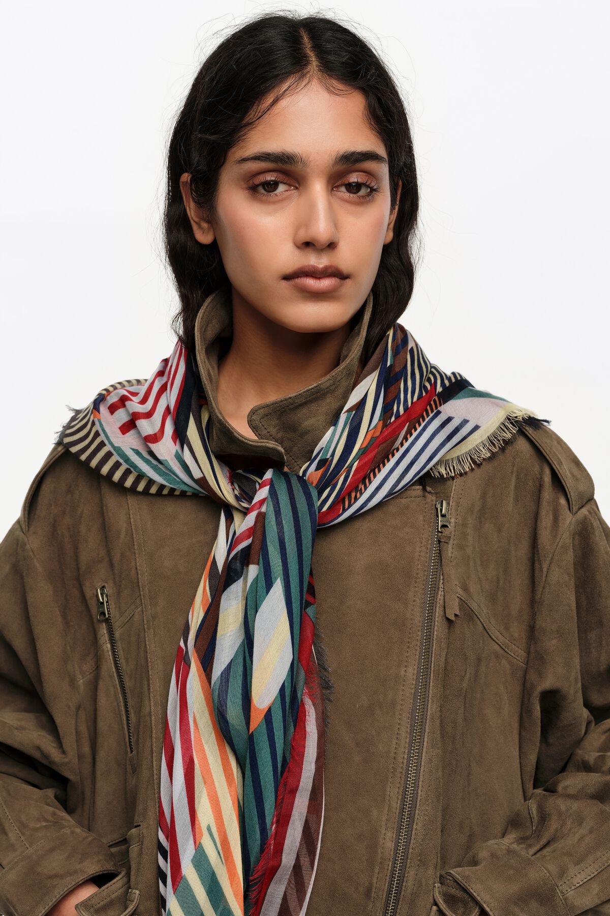 Aquamarine geometric XL logo shawl