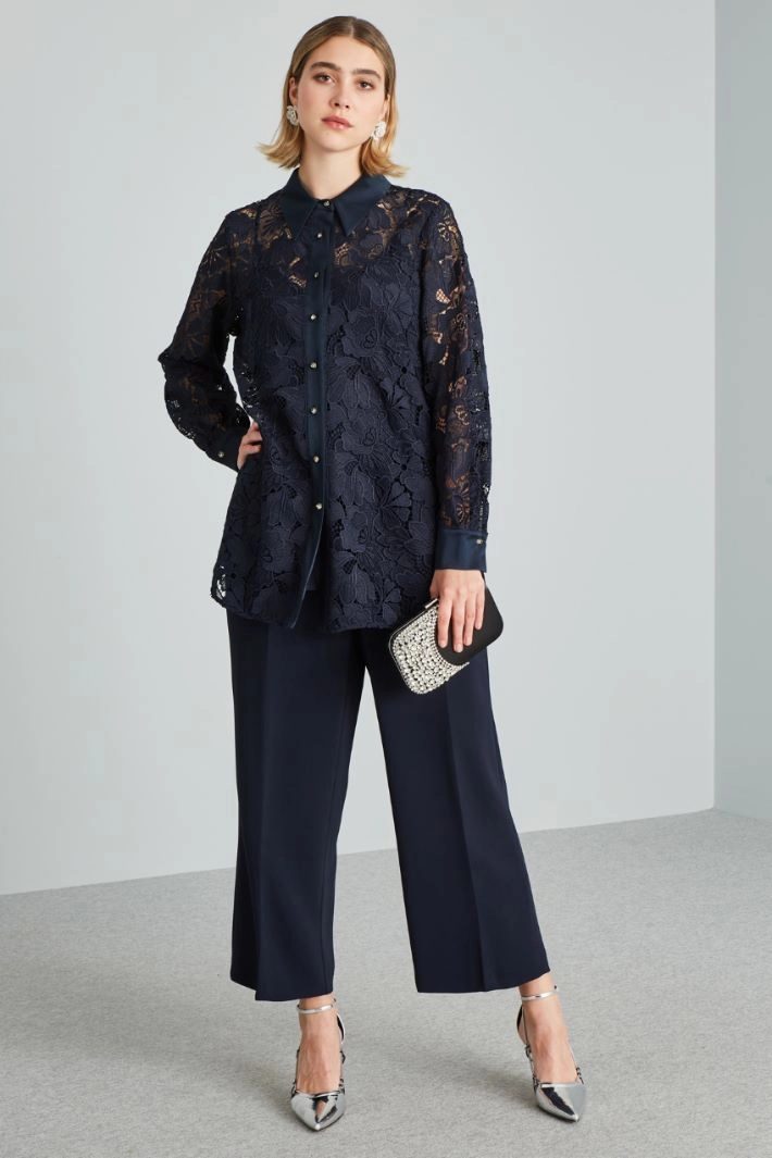 Macramé lace shirt - NIGHT BLUE