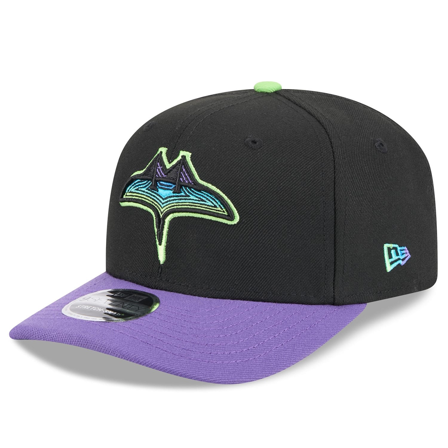 Tampa Bay Rays Official MLB City Connect Stretch-Snap 9SEVENTY Snapback Cap Black/Purple