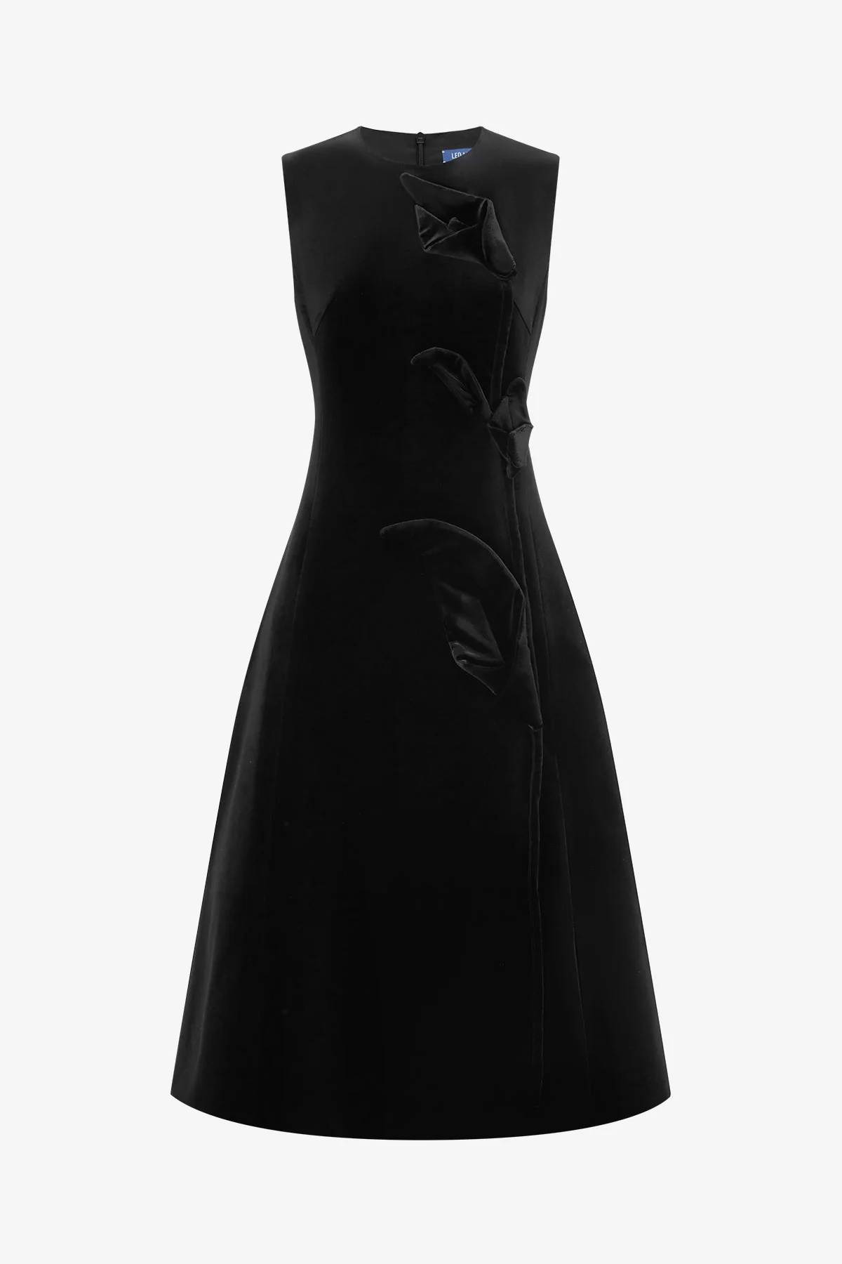 Cleo Velvet Sleeveless Midi Dress - Ebony