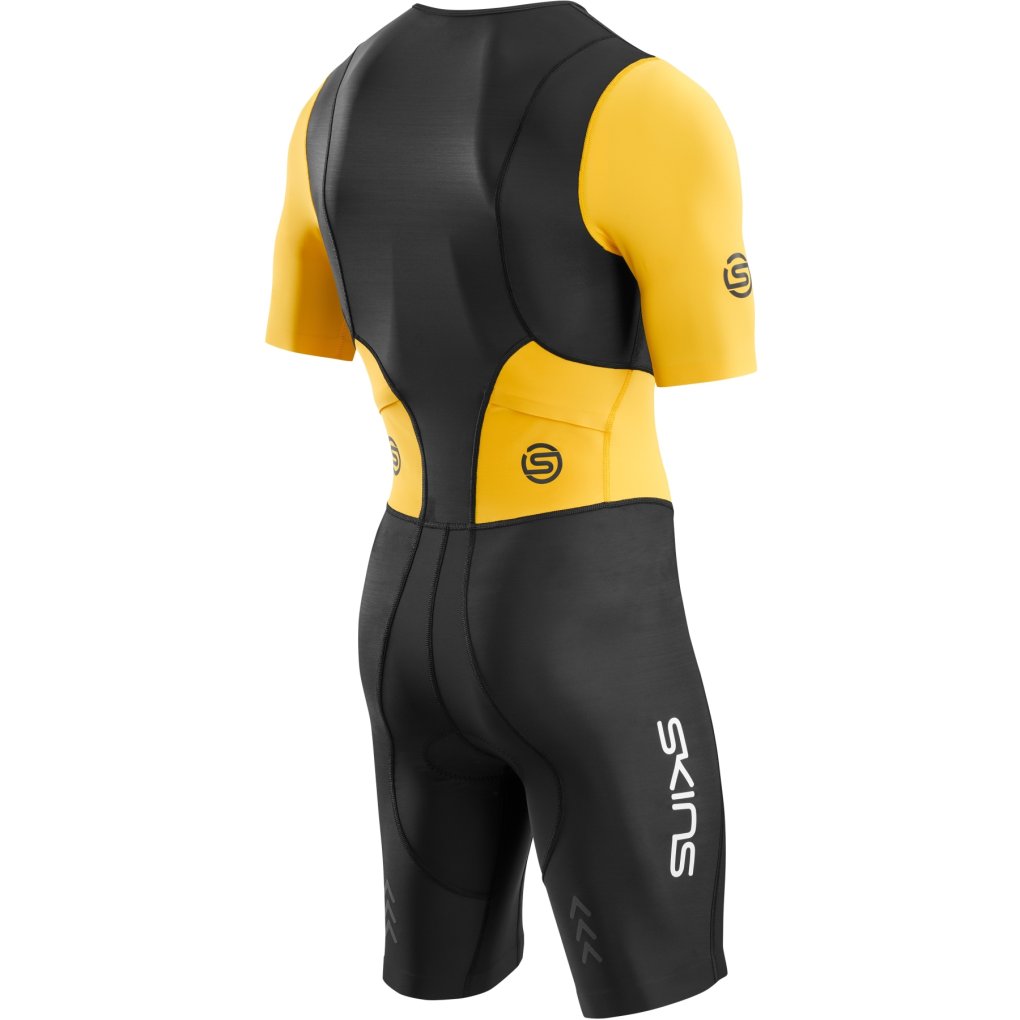 SKINS Tri Brand Short Sleeve Tri Suit - Black/Zest