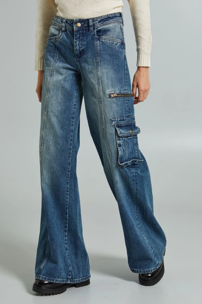 Cargo denim jeans - DENIM LIGHT BLUE
