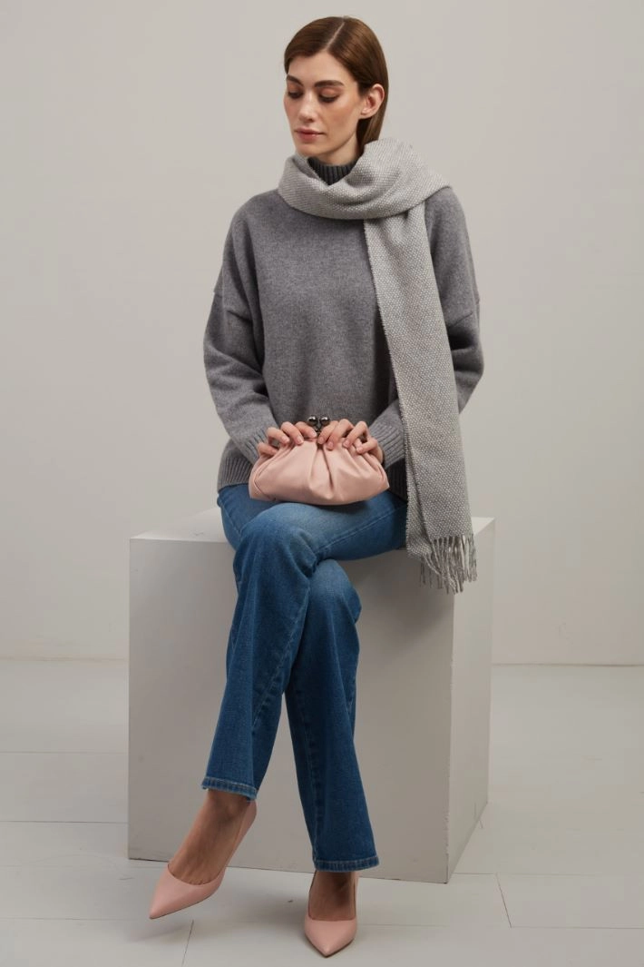 Wool and cotton scarf - GREY