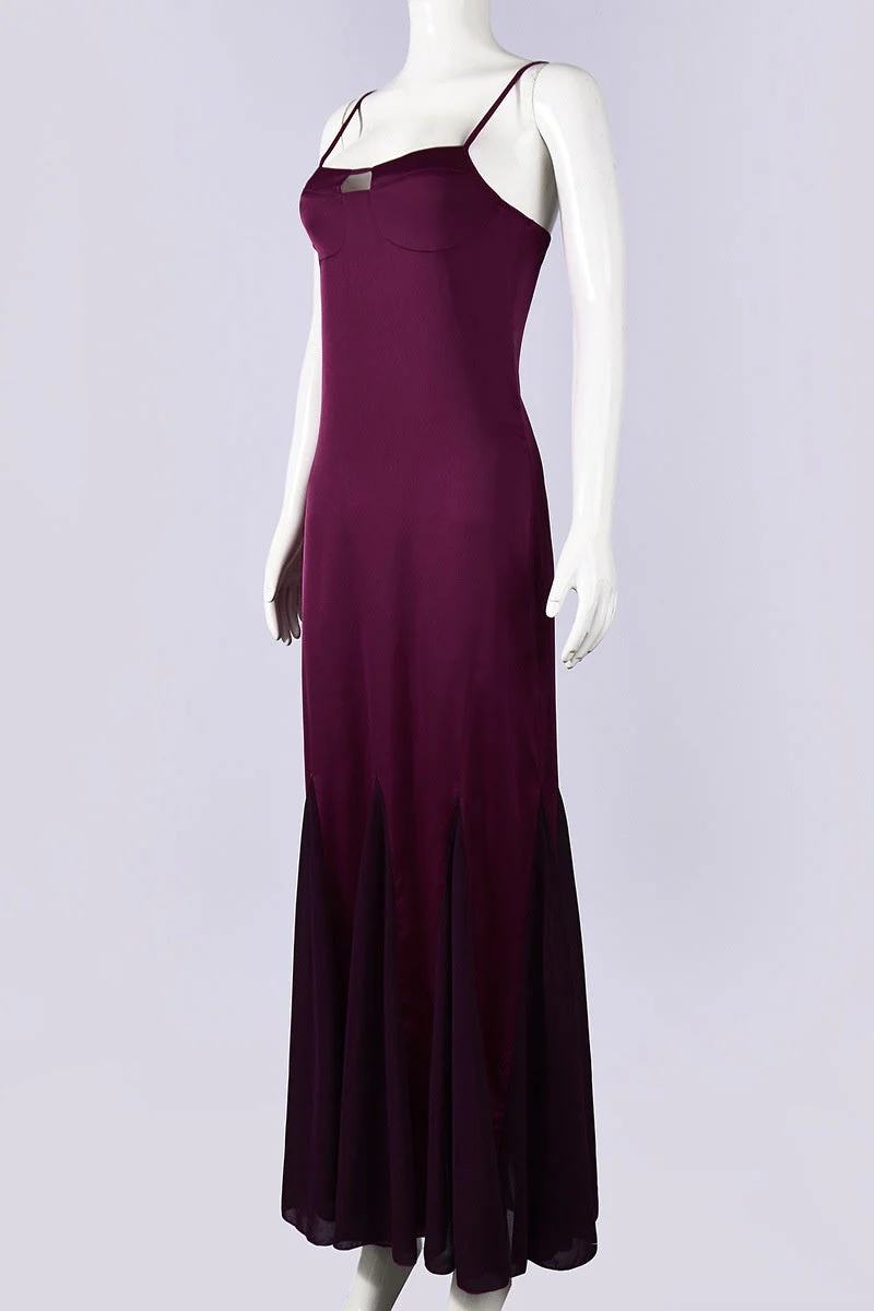 Plum Cut-out A-line Long Dress