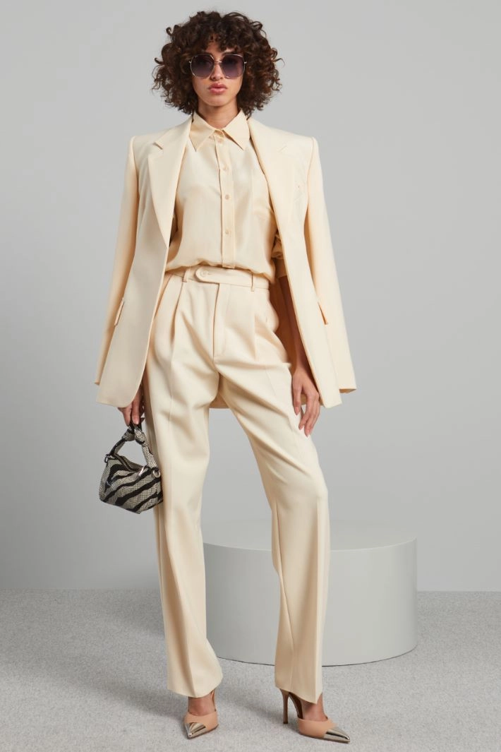 Long shirt in washed silk - IVORY